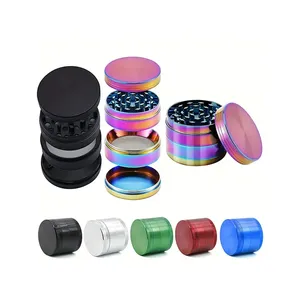 Four layer Flat Smoke Grinder Smoking Pipe Accessories Spice Chopper Alloy Herbal Metal Herb Tobacco Grinder