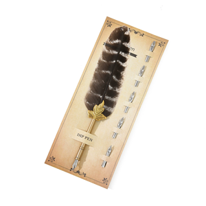 <span class=keywords><strong>Stylo</strong></span> plume <span class=keywords><strong>mont</strong></span>é sur carte de vente chaude plume créative colorée à la main avec plume remplaçable pour l'écriture scolaire - Product Image 1