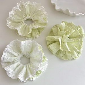 Peppermint Green Tea Color Múltiples capas Lace Scrunchies <span class=keywords><strong>Cola</strong></span> <span class=keywords><strong>de</strong></span> <span class=keywords><strong>caballo</strong></span> Accesorios para el cabello para mujeres - Product Image 4