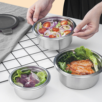 Bols de conservation alimentaire ronds en acier inoxydable avec couvercles, hermétiques, anti-fuites, compatibles micro-ondes et lave-vaisselle, pour la préparation des repas