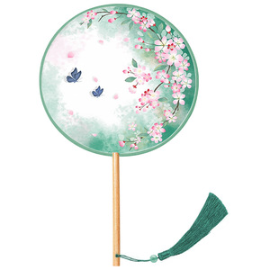 Abanico redondo semitransparente, abanico de mango largo estilo antiguo, abanico de seda para danza, estilo chino Hanfu, cheongsam, traje antiguo - Product Image 5