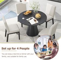 Factorysale table à manger ronde en bois massif plaqué chêne français appartement de ménage 4 places villa tables et chaises à manger
