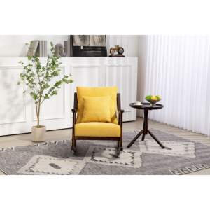 DB Woven Fabric Mid Century Modern Accent Glider Arm <b>Chair</b> Comfortable <b>Upholstered</b> Solid Wood for Home Office Living Room - Product Image 3