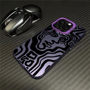 Custodia per telefono arte creativa per <span class=keywords><strong>IPhone</strong></span> 17 16 15 14 13 12 <span class=keywords><strong>11</strong></span> <span class=keywords><strong>Pro</strong></span> <span class=keywords><strong>Max</strong></span> nero <span class=keywords><strong>viola</strong></span> opaco Laser metallizzato Aurora rigida - Product Image 5