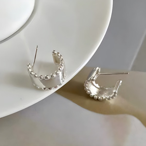 S925 Sterling <b>Silver</b> <b>Stud</b> Earrings Irregular Polka Dot Design Everyday Wear Fine Jewelry - Product Image 3