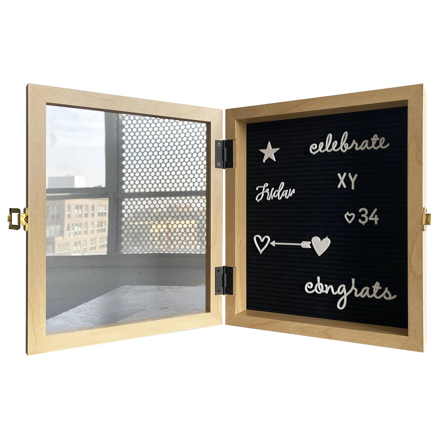 8 X 10inch Dark Wood Letter Board Solid Wood Frame Shadow Box With Changeable Plastic Letters For Home Decor