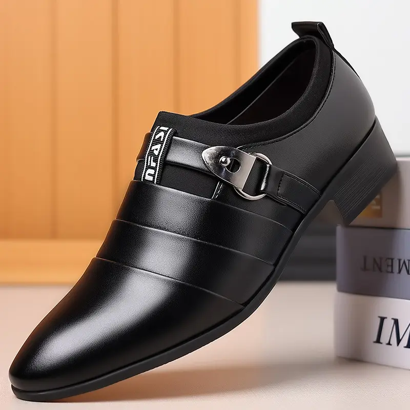 A074 New Fashion hot sale leather shoes men's business casual shoes large size pointed work shoes