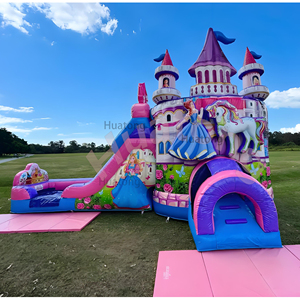 Huatong thương mại PVC không thấm nước <span class=keywords><strong>Inflatable</strong></span> trượt nước phim hoạt hình Công chúa nhảy lâu đài nhà bị trả lại cho trẻ em bên - Product Image 1