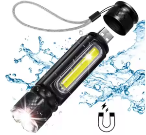 Antorcha LED recargable de alta potencia Martillo de emergencia con zoom Autodefensa para acampar Impermeable con carga USB Cuerpo ABS IP55 - Product Image 1