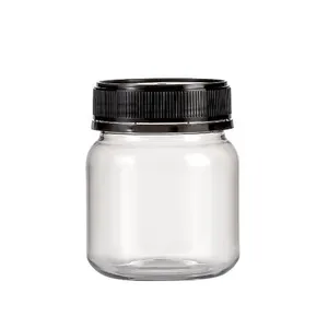 Wholesale clear 250ml 600g pcr rpet pet plastic round honey jar with tamper proof cap honey Containers