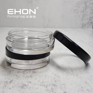 Wholesale ABS Clear Base Black Lid Round <b>Eye</b> <b>Shadow</b> & Blush Cosmetic Jar with Varnishing for Loose Powder - Product Image 4