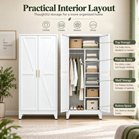 Armoire métallique autoportante à 2 portes avec tringle de suspension et multiples étagères, grand meuble de rangement pour appartement, chambre et maison