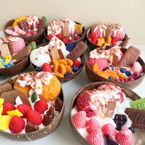 Tự nhiên làm bằng tay dễ thương Kem ngũ cốc Donut thực phẩm Trái Cây dừa Vỏ bát nến thơm tráng miệng nến - Product Image 1