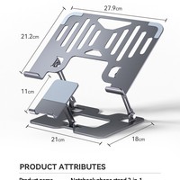 Support double pour ordinateur portable et tablette, en acier carbone, hauteur réglable, support de jeu portable pour bureau