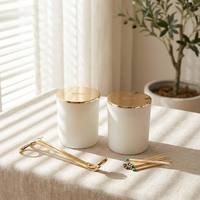 Lot de pots à bougies en verre givré blanc mat de luxe avec logo personnalisé, 180 ml, 240 ml, 300 ml, 8 oz, 10 oz, 15 oz, coffret cadeau