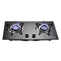 Vente d'usine Cuisinière à gaz intelligente de cuisine Table de cuisson en verre trempé 2 brûleurs Cuisinière à gaz