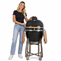 Barbecue Kamado ovale Auplex de 21 pouces en céramique haut de gamme pour le camping et les feux de camp en extérieur