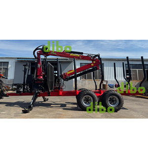 Grue forestière hydraulique DIBO CE TUV approuvée, portée 7m, montée sur remorque à grumes de 10 à 14 tonnes, pour une durabilité accrue en milieu agricole. - Product Image 1