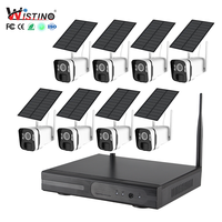 Kit de caméra de surveillance extérieure Wistino, 4MP HD, vision nocturne, alimentation solaire, autonomie de la batterie, 8 canaux, Wifi solaire, CCTV