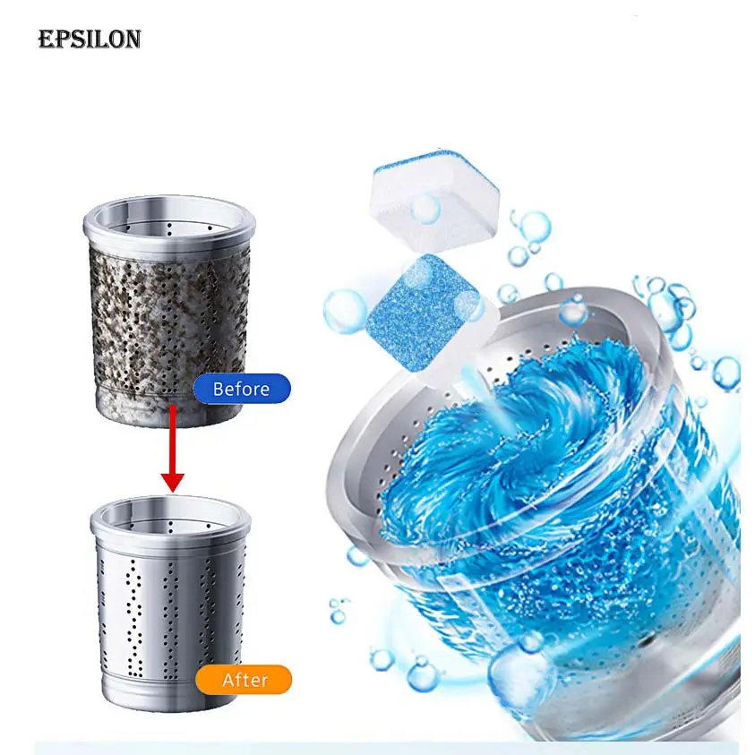 Epsilon Wasmachine Trog Bruisende Tablet 1Pc Wasmachine Diepe Reiniging Bruisende Tablet Washer Cleaning Cleaner