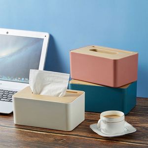 Wholesale Wood Grain <b>Paper</b> Living Dining Room Plastic Storage <b>Tissue</b> Box Printing Advertising Logo - Product Image 1