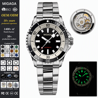 Montre de plongée sportive lumineuse avec lunette rotative japonaise, mouvement automatique, montre-bracelet de luxe pour homme, montre mécanique