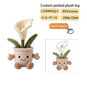 ของตกแต่งโต๊ะทำงานและของขวัญส่งเสริมการขาย ตุ๊กตา<span class=keywords><strong>ดอก</strong></span><span class=keywords><strong>ชบา</strong></span>สีชมพูเหลืองในกระถาง ของเล่นตุ๊กตาดอกไม้ - Product Image 4