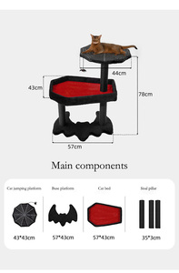 Árbol para Gatos de Halloween de Varios Tamaños, con Cubierta de Felpa Suave, Rascador de Sisal y Hamaca - Product Image 3