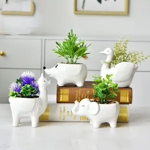 Custom Nordic Zakka Multi-Dieren Vorm Witte Keramische Planter Plant Succulente Cactus Potten