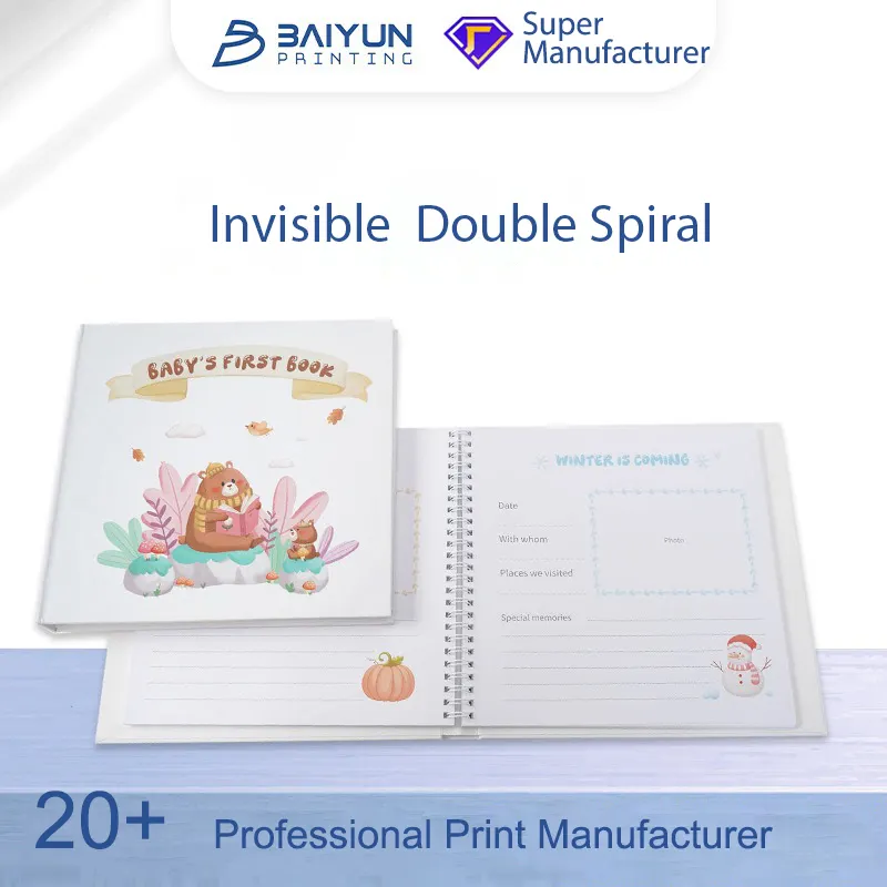Invisible Spiral Baby Keepsake Memory Book 60 Sheet Photo Album Scrapbook Newborn Baby Shower Gift Milestone Journal A5 Paper