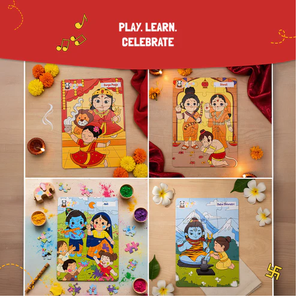 Jigsaw Puzzle 4 in 1 Festivals India Educational Plush Puzzle <b>Games</b> for Kids Cultural Learning Activity Toy Soft Colorful Toys - Product Image 3