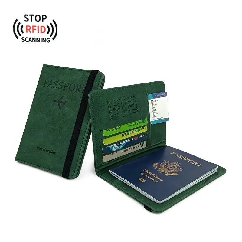 Dompet perjalanan pemblokir RFID penutup kartu kartu kredit Boarding catatan Organizer dokumen perjalanan pemegang paspor