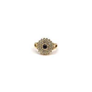 Crystal Cluster <b>Ring</b> PVD Gold Plated 316L Stainless Steel Flower Vintage Unisex Sustainable Resistant Jewelry - Product Image 1