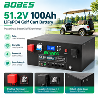 Batterie de chariot de golf LiFePO4 51,2 V 100 Ah, 48 V, à décharge profonde, rechargeable, avec BMS intelligent, OEM ODM