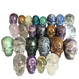 dropship hand carved natural rock crystal gemsones mini skulls healing skulls crystal crafts decor