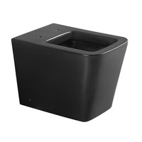 Cuvette de toilette carrée noire mate sans rebord, salle de bain WC en céramique P-trap, toilettes sur pied