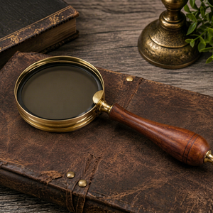Loupe en métal vintage avec manche en bois, style antique, loupe de lecture portative, décoration de bureau classique, bibliothèque - Product Image 6