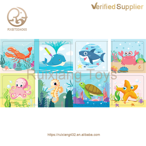 Libro de tela educativo inspirado en el <span class=keywords><strong>acuario</strong></span>, baño de bebé, juguete de prensa de animales marinos mágicos impermeables, sonido que cambia de Color pegado suave - Product Image 5