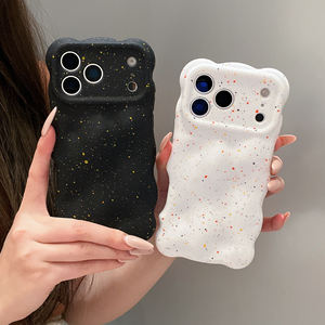 Coque souple 3D élégante effet météorite pour iPhone Air 12 13 14 15 16 17 Pro Max, motif points d'encre colorés, bord ondulé et froissé - Product Image 1