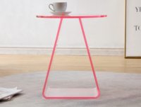 Table basse moderne en acrylique écologique avec hauteur réglable et étagère flottante - Taille et couleur personnalisables