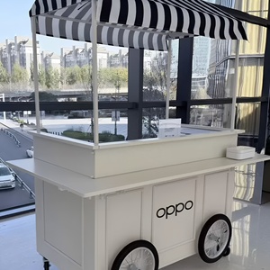 Carrello Promozionale Mobile in Metallo Personalizzato, Stand Espositivo per Eventi in Centro Commerciale, Decorazione Estetica per Caffè - Product Image 3