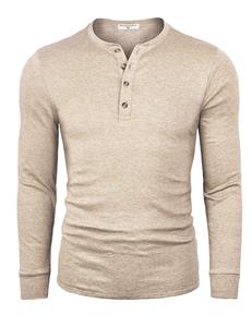 Magliette Henley a Maniche Lunghe Bianche <span class=keywords><strong>Basic</strong></span> Personalizzate OEM per Uomo - Product Image 3