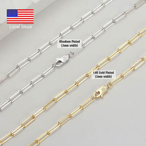 Rinntin Bsc40 Hiphop S925 Sterling Silver Ý Đồ Trang Sức 3Mm <span class=keywords><strong>14K</strong></span> 18K Mạ Vàng Lề Đường Kẹp Giấy Chuỗi Cho Phụ Nữ Người Đàn Ông - Product Image 4