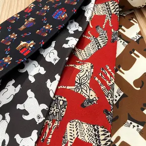 Custom Polyester Silk Cartoon Horse Bear 8cm Impresso Engraçado Animal Tie Para Homens Animal Pattern NeckTie Presentes