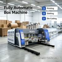 Ligne de production d'emballage de cartons entièrement automatique à grande vitesse avec impression d'encre, rainurage, découpe et empilage pour boîtes en carton ondulé