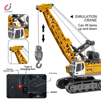 Chengji 1/64 Grue de construction télécommandée, jouet de simulation d'ingénierie, mini-grue à tour en alliage avec télécommandes sans fil