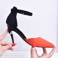 Chaussures pour femmes à talons pliables bicolores, talons aiguilles convertibles, bout pointu, flexibles, chaussures de bureau pour femmes, talon convertible en chaussure plate