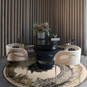 Mesa Redonda de Acero Inoxidable de Lujo, Diseño Moderno, Mesa de Comedor Artística de Alta Gama para Villas, Restaurantes y Hogares - Product Image 5