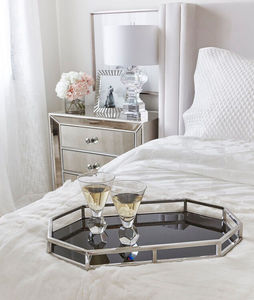 Bạc đính cườm nhân đôi Bàn Cạnh Giường ngủ đầu giường 3 ngăn kéo Gương Đồ nội thất - Product Image 3