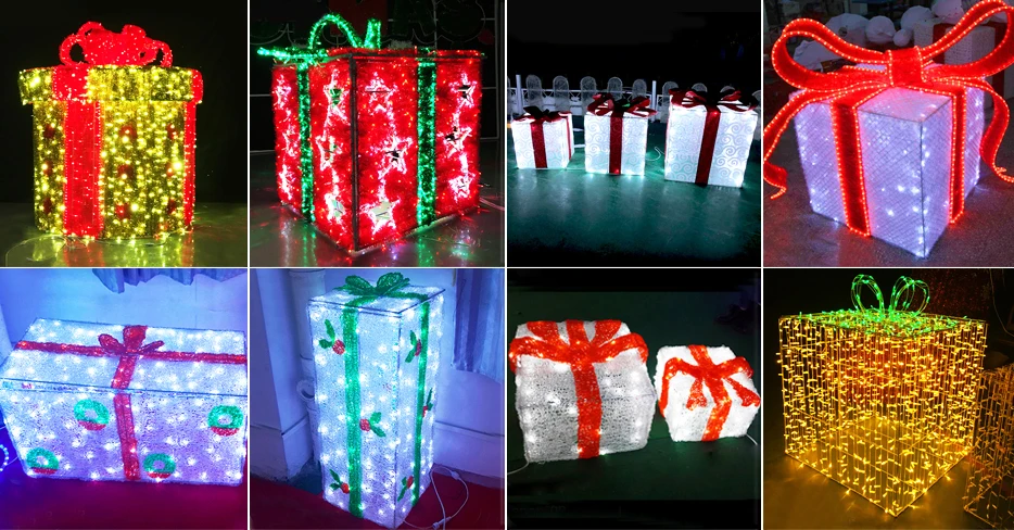 Holiday Lighting Custom Large Christmas Led Light Up Christmas Ornaments Lighted Christmas Box